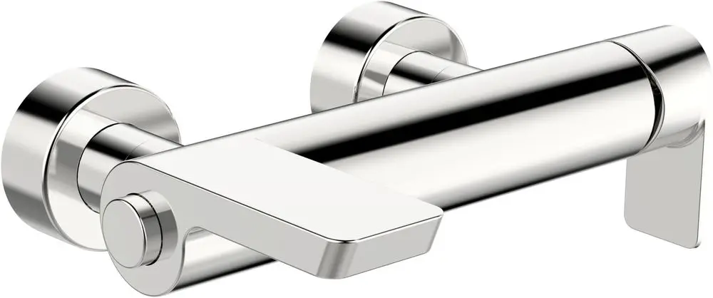 Chromfarbener Einhebelmischer für Badewanne und Dusche von HANSA, mit modernem Design und integrierter Griffmechanik.